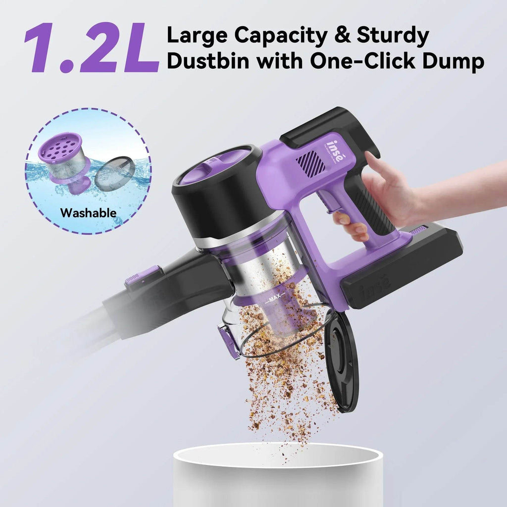 45Kpa Powerful Suction Cordless Vacuum Cleaner - 1.2L Dust Box, 2 Batteries for Floor, Carpet & Pet Hair - DSARD