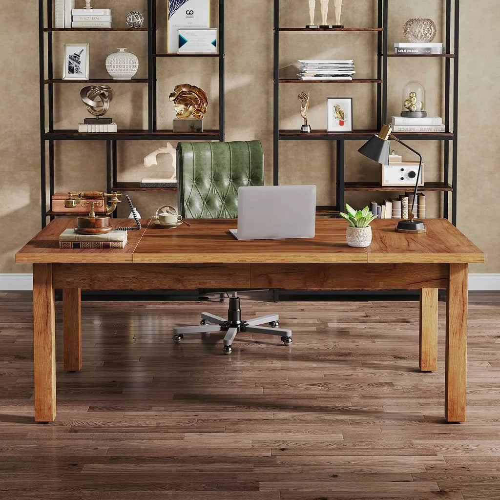 70 Inch Large Wood Farmhouse Office Desk - DSARD - DSARD