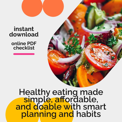 Eat Well Without Emptying Your Wallet Checklist | Eating Healthy on a Budget Printable | Budget-Friendly Meal Planning Guide | Healthy Eating Tools
