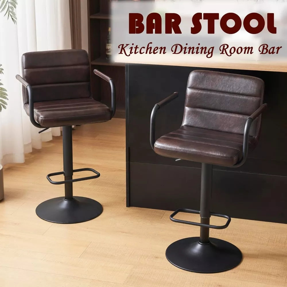Set of 2 PU Leather Swivel Bar Stools - DSARD