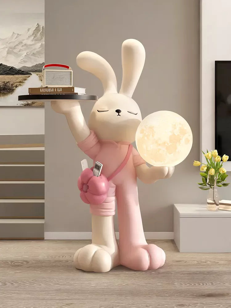 Nordic Rabbit Statue with Tray