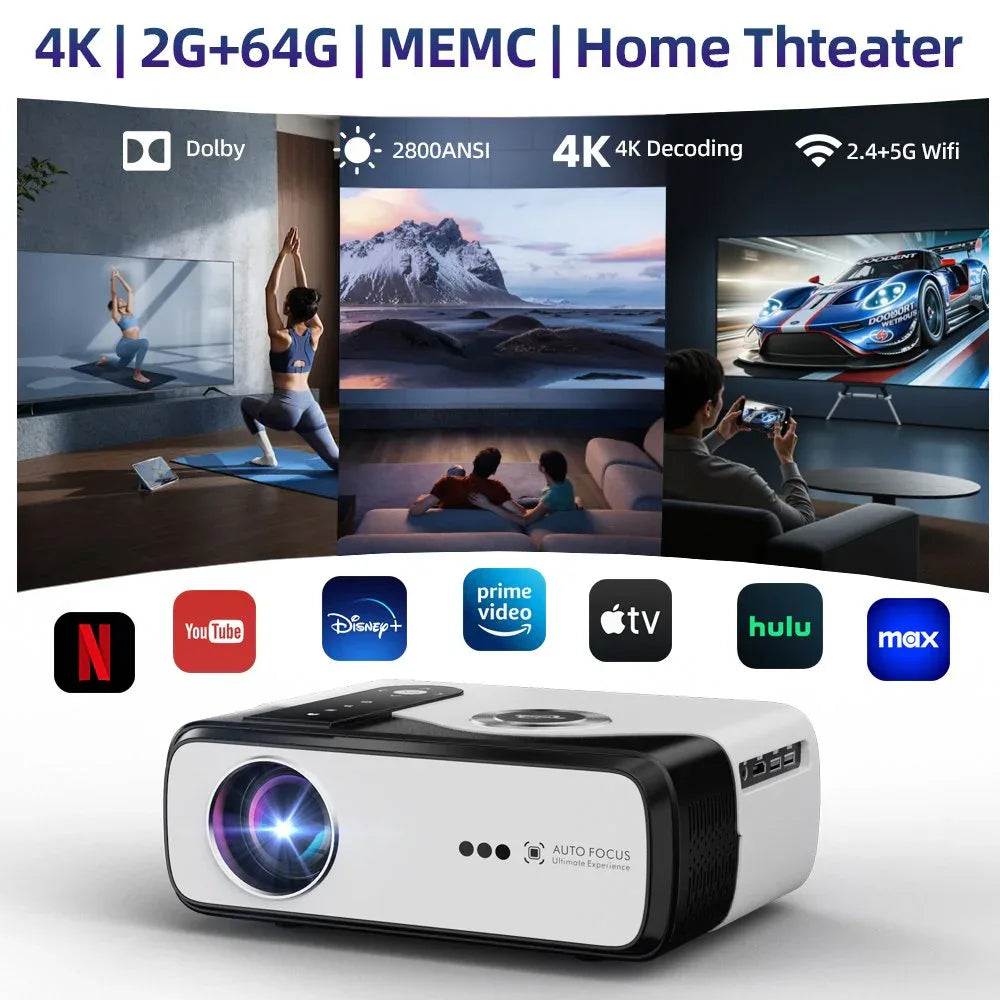4K 2800 Lumen Portable Smart Projector with Auto Focus & HDR - DSARD