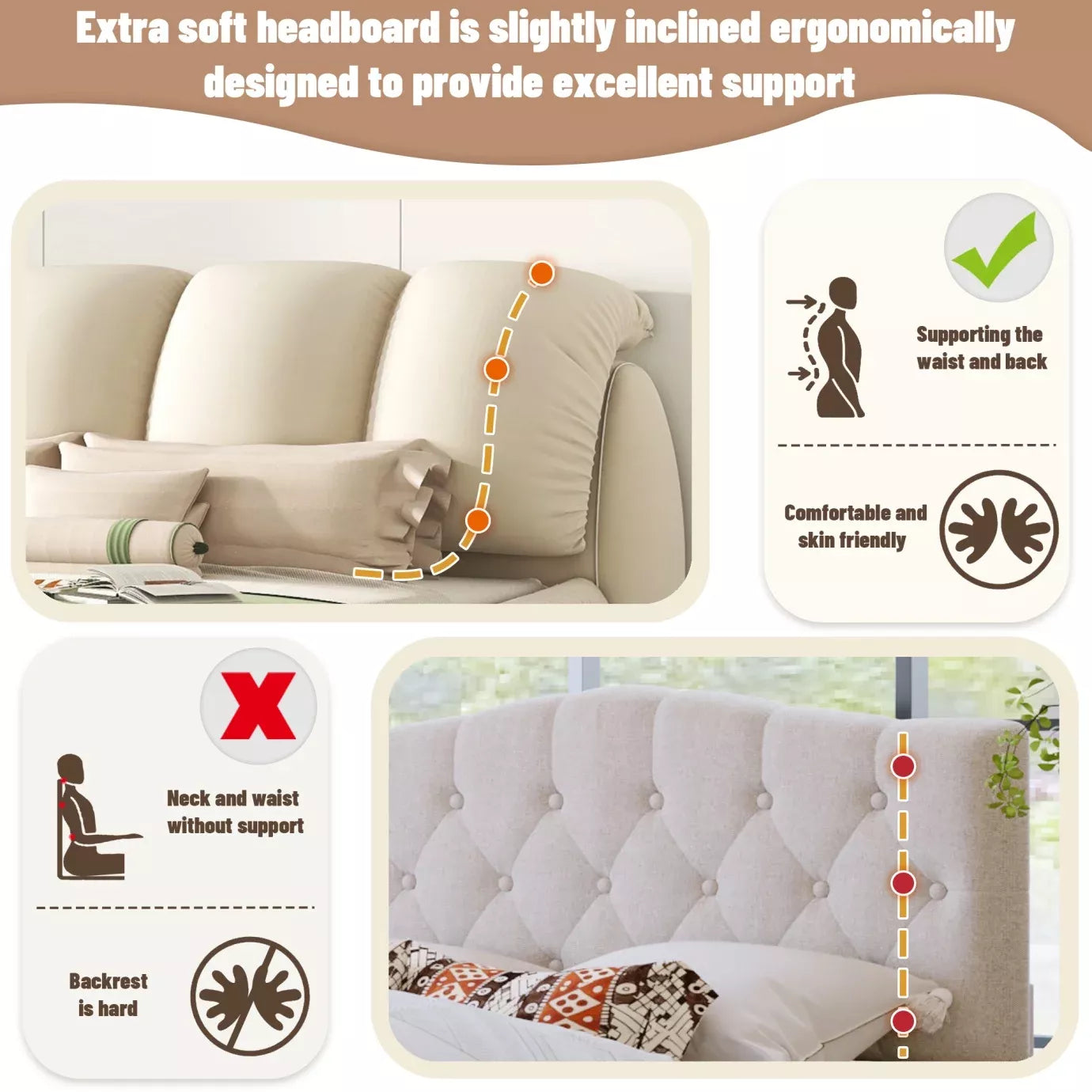 King Size Faux Leather Platform Bed with Padded Headboard - DSARD