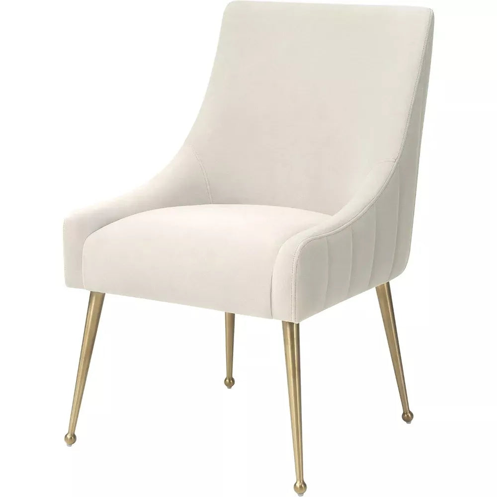 Modern Velvet Dining Chair with Brushed Gold Legs & Stainless Steel Handle - DSARD