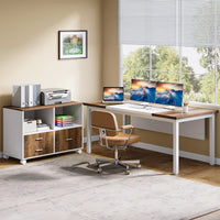 63″ L Shaped Executive Desk with Drawer Cabinet - DSARD - DSARD