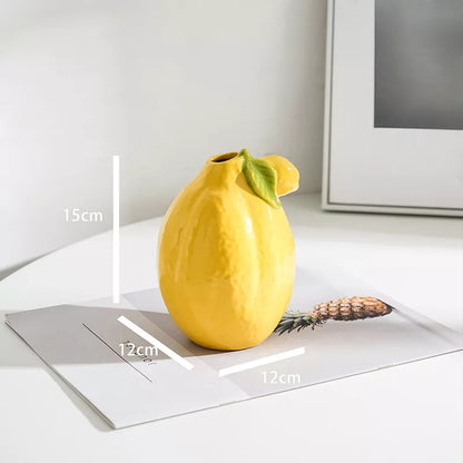 Lemon Shaped Ceramic Vase – Creative Fruit Planter for Home & Kitchen Décor