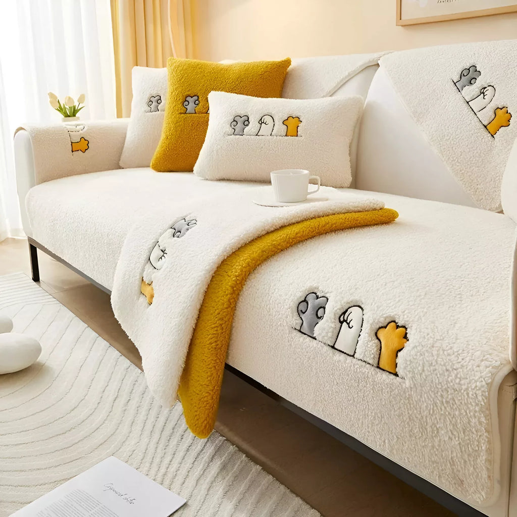 Thick Plush Non-Slip Winter Sofa Cover – Warm & Soft Couch Protector