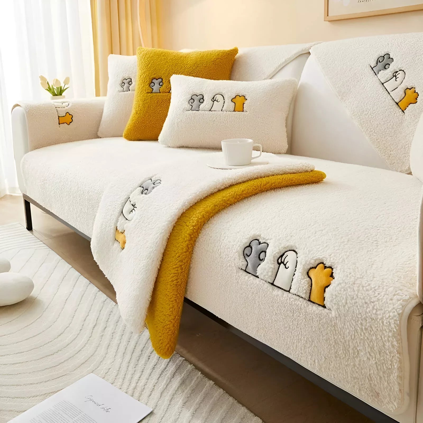 Thick Plush Non-Slip Winter Sofa Cover – Warm & Soft Couch Protector