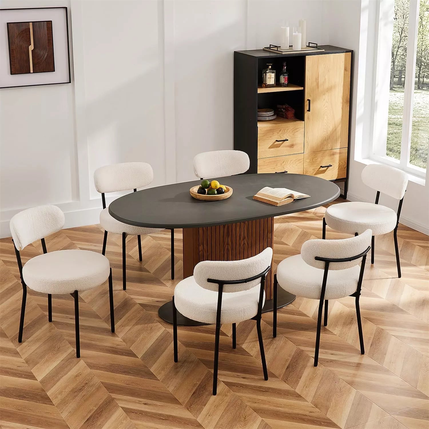 Mid-Century Modern White Upholstered Dining Chairs, Set of 2 - DSARD