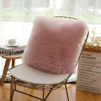 Fluffy White Plush Cushion Cover