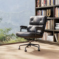 Classic Mid-Back Padded Genuine Leather Office Chair with Armrest - DSARD - DSARD
