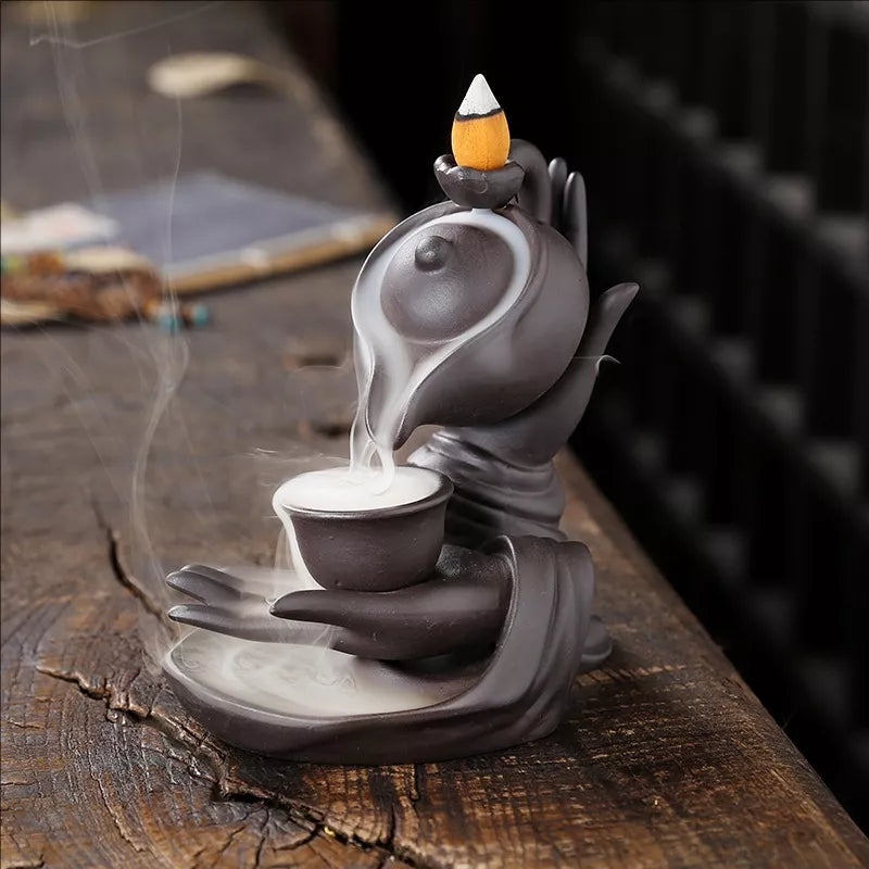 Zen Meditation Lotus & Teapot Backflow Incense Burner