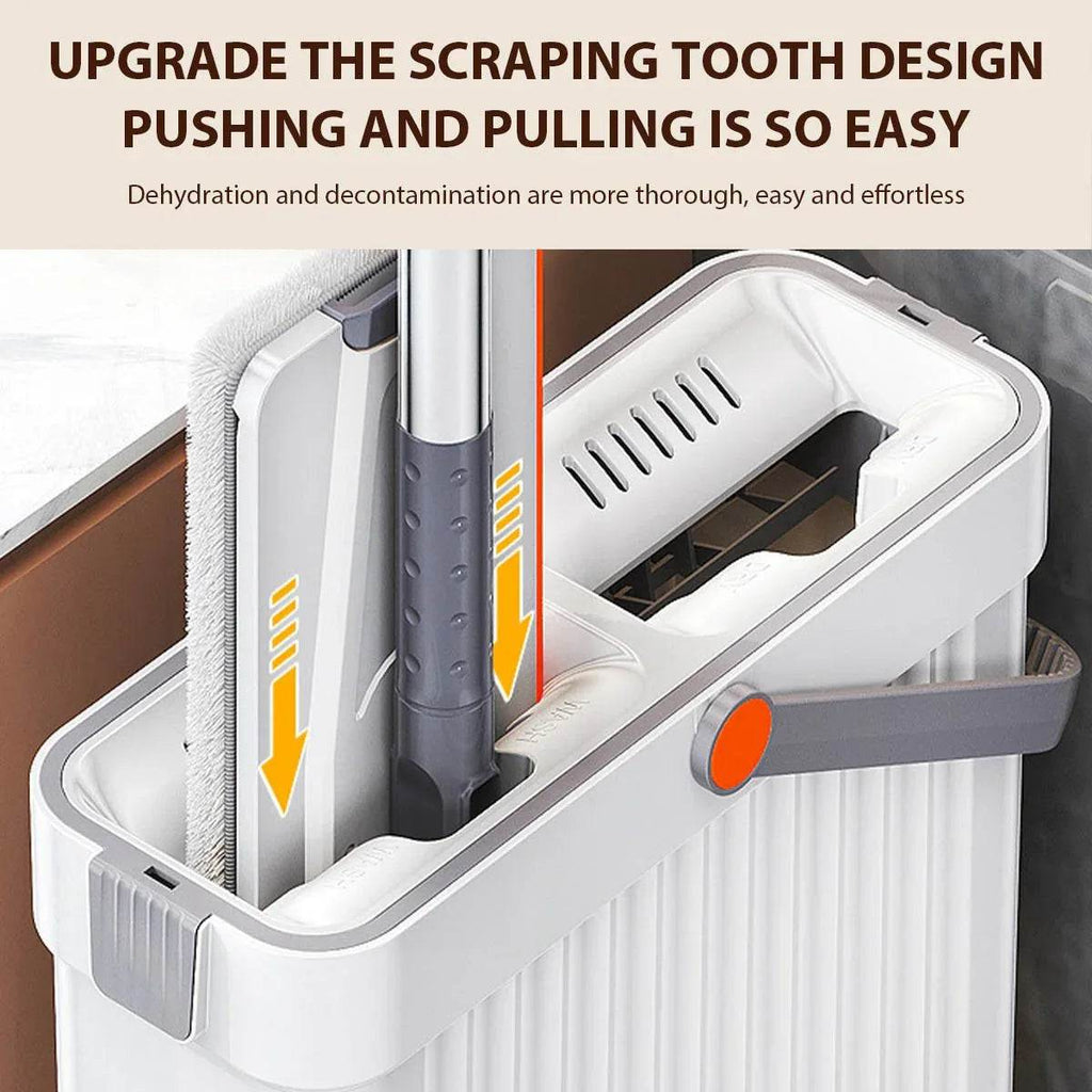 360 Rotating Flat Mop with Washable Microfiber Cloth & Handfree Mop Bucket Set - DSARD