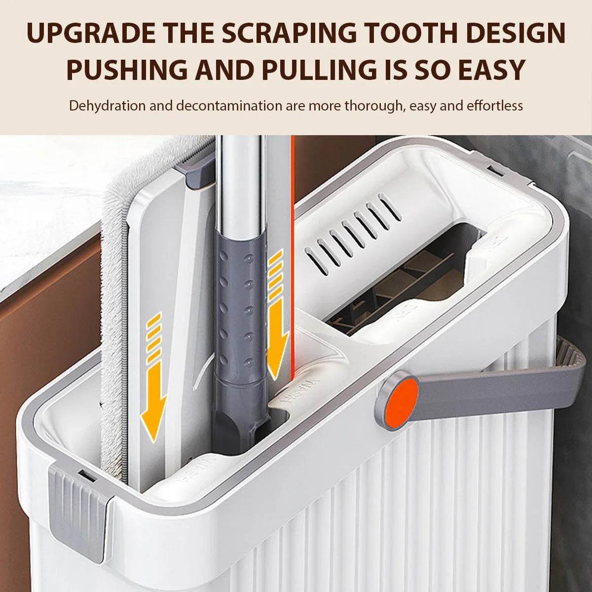 360 Rotating Flat Mop with Washable Microfiber Cloth & Handfree Mop Bucket Set - DSARD