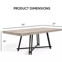 Modern 84″ Solid Wood Rectangle Dining Table with Metal Trestle Base - DSARD