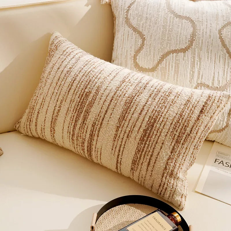 Cream Tassel Throw Pillow Cover 12×20/18×18 Inch – Boho Decorative Cushion - DSARD