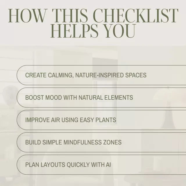 How to Create a Biophilic Home Sanctuary | Digital Download Checklist | Nature-Inspired Home Décor Guide for Calm, Wellness & Mindful Living