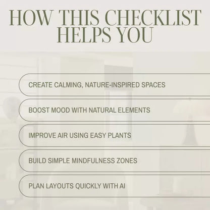How to Create a Biophilic Home Sanctuary | Digital Download Checklist | Nature-Inspired Home Décor Guide for Calm, Wellness & Mindful Living