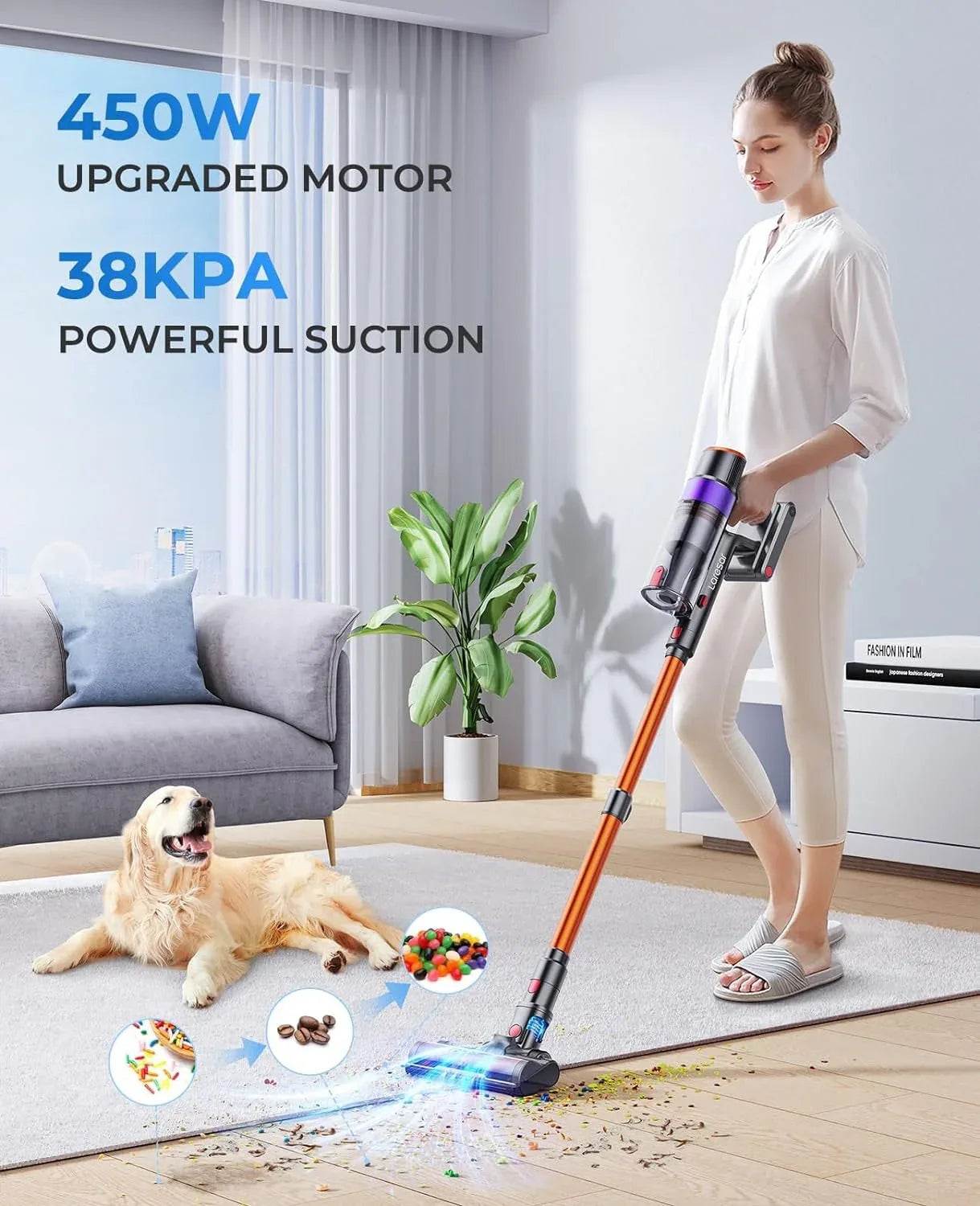 450W Cordless Handheld Vacuum Cleaner with Touch Screen & Detachable Battery - DSARD