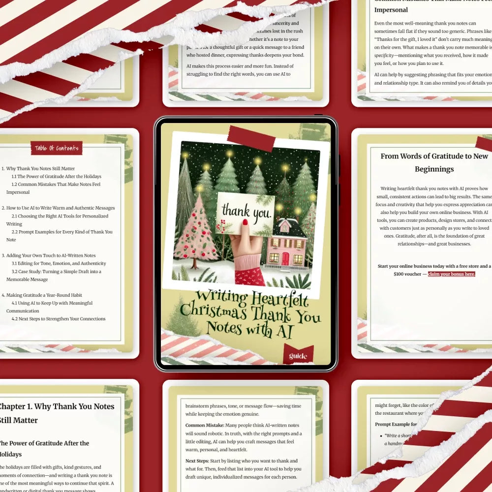 Writing Heartfelt Christmas Thank You Notes with AI | Holiday Gratitude Guide | How to Use AI to Write Christmas Thank You Notes | Festive Digital Download - DSARD