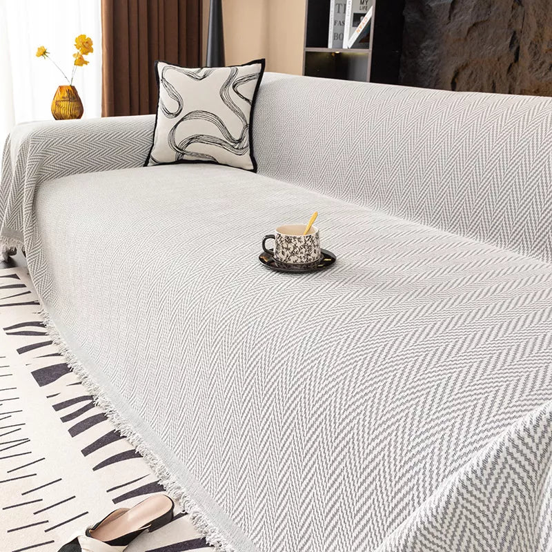 Striped Chenille Sofa Blanket – All-Season Soft & Breathable Throw