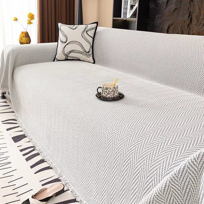 Striped Chenille Sofa Blanket – All-Season Soft & Breathable Throw