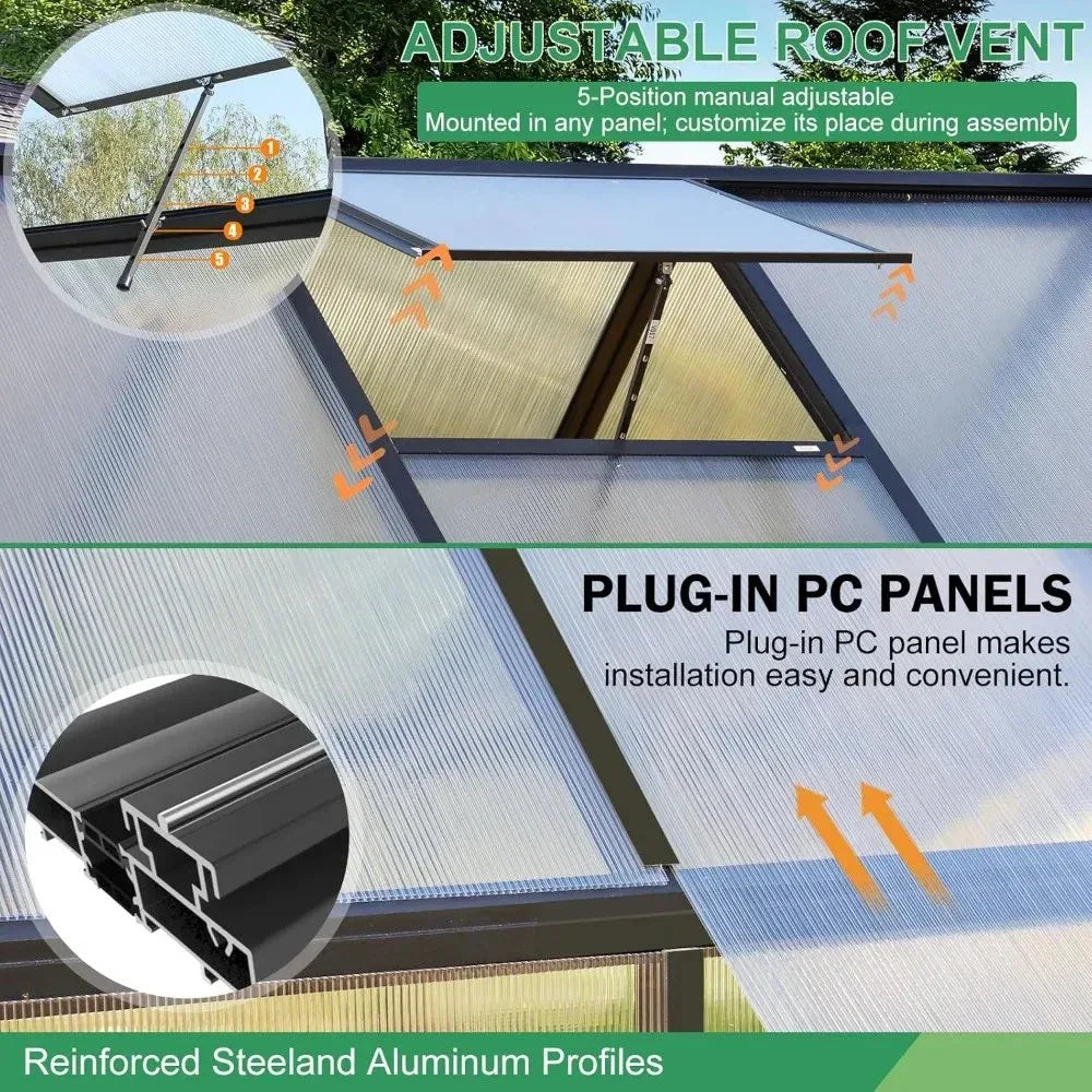 DSARD Heavy-Duty Outdoor Greenhouse with Aluminum Frame and Vent Window - DSARD