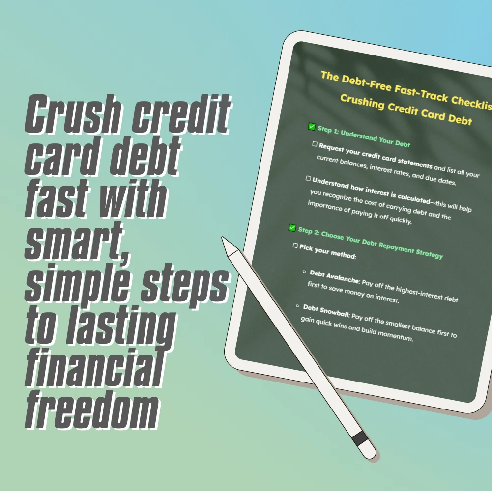 The Debt-Free Fast-Track Checklist: Crushing Credit Card Debt | How to Get Out of CC Debt Fast, Budgeting Guide, Printable PDF