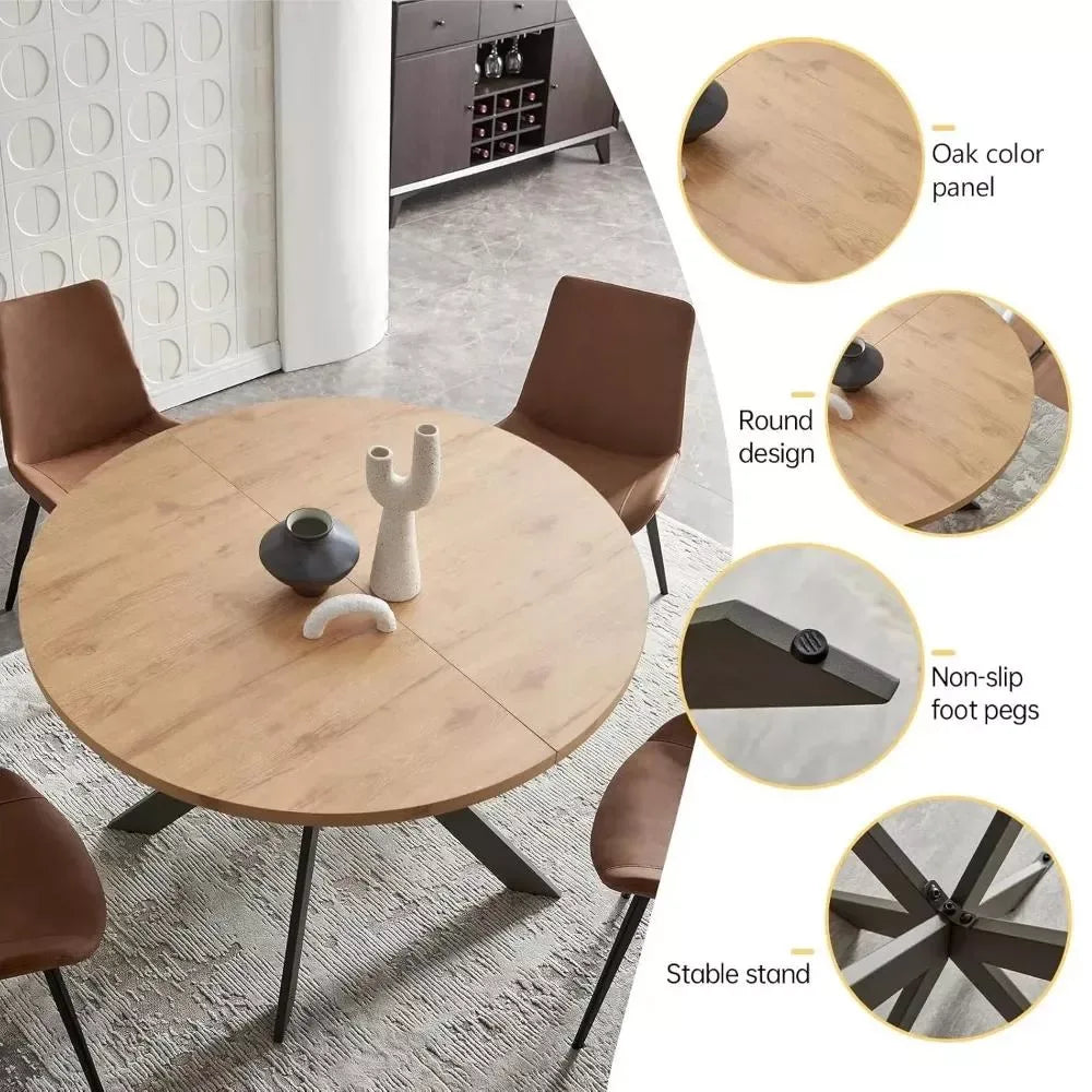 46.4″ Round Mid-Century Modern Dining Table Set with Chairs for Kitchen & Living Room - DSARD - DSARD