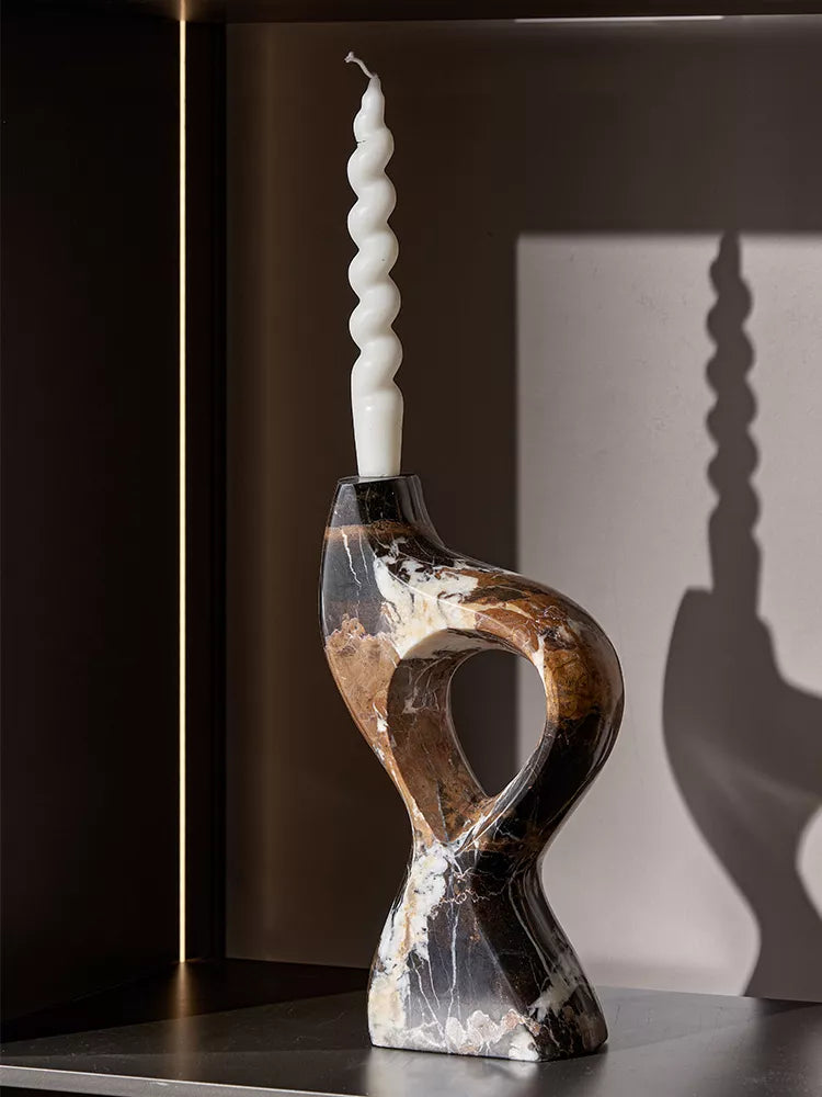 Portoro Natural Marble Candle Holder for Home and Wedding Decorations