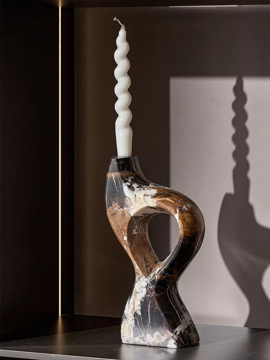 Portoro Natural Marble Candle Holder for Home and Wedding Decorations