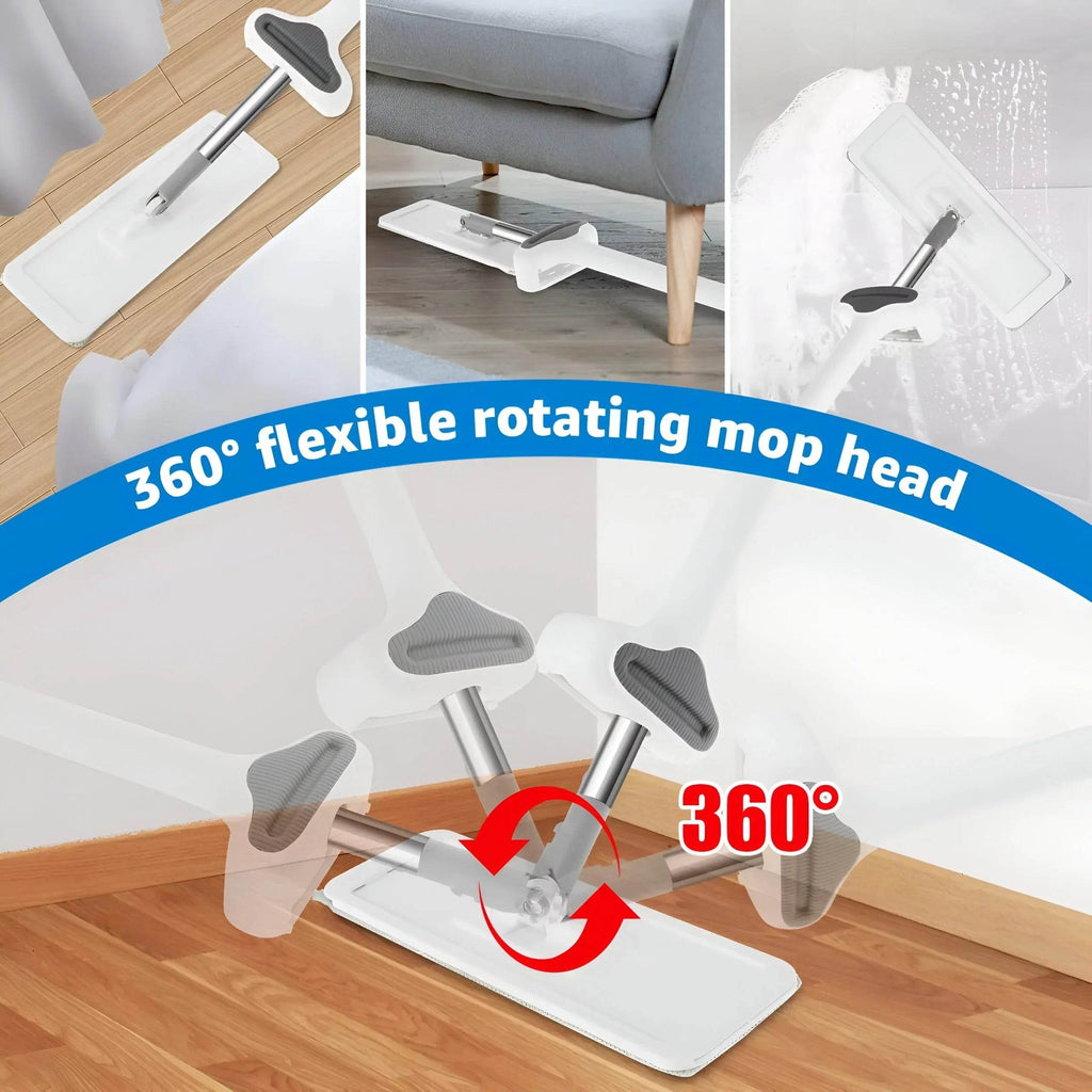 360° Rotating Flat Floor Mop with Self-Wringing Microfiber Pads - DSARD