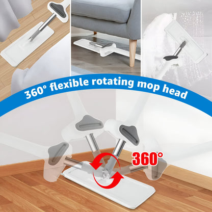 360° Rotating Flat Floor Mop with Self-Wringing Microfiber Pads