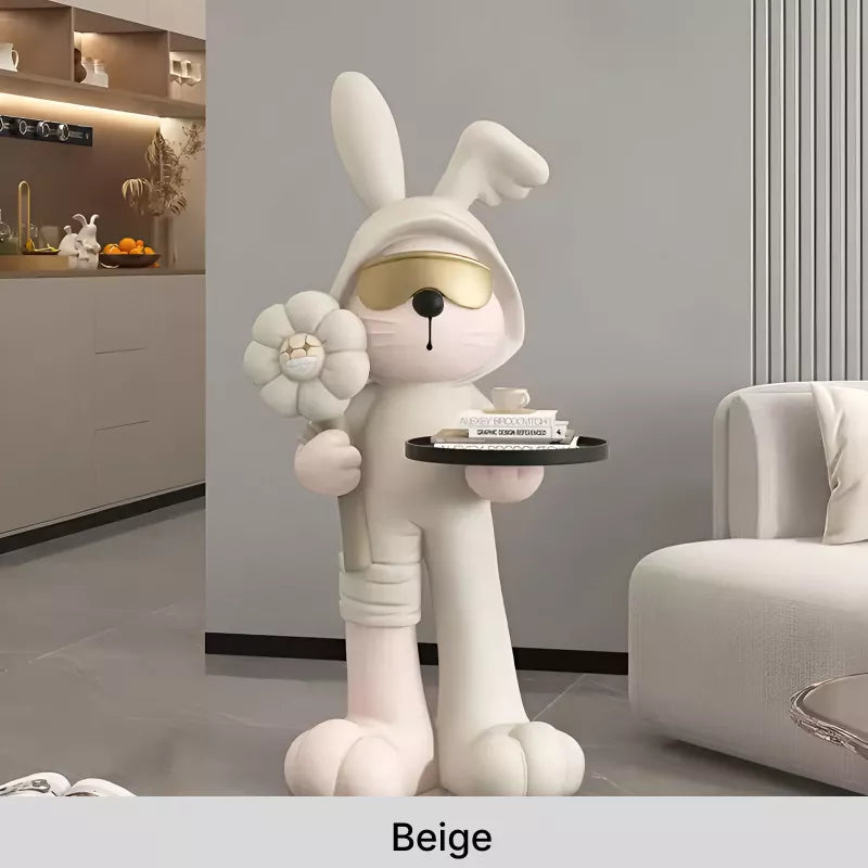 Nordic Rabbit Statue Table with Tray