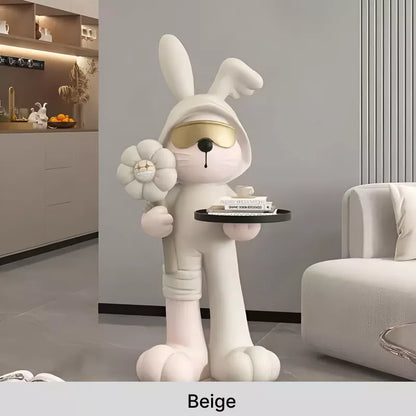 Nordic Rabbit Statue Table with Tray
