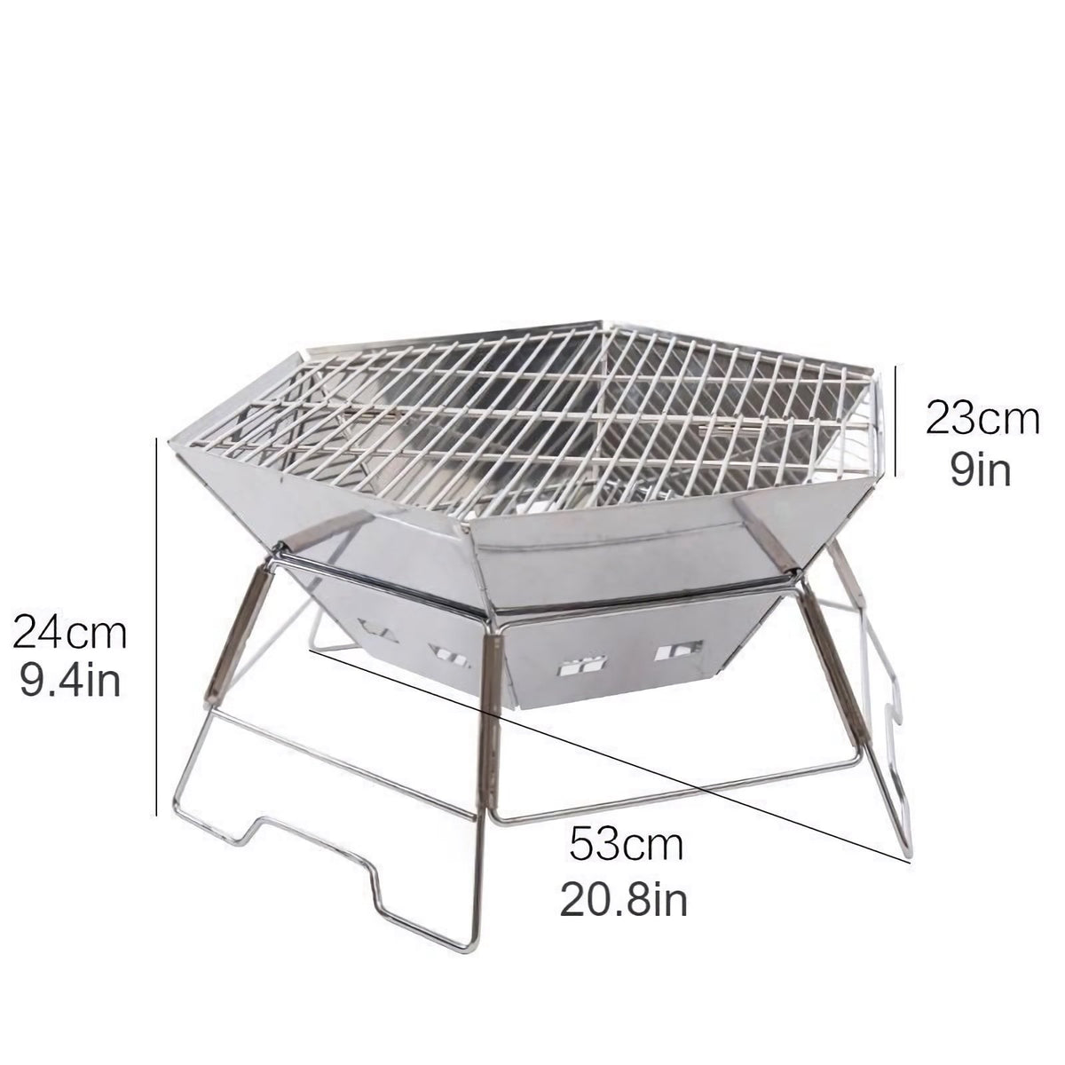 DSARD Portable Stainless Steel Hexagonal BBQ Grill