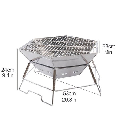 DSARD Portable Stainless Steel Hexagonal BBQ Grill