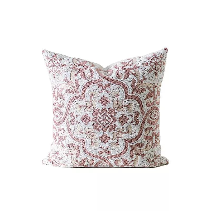 Luxury Vintage Floral Jacquard Pillow Cover 18×18 in – Elegant Textured Cushion
