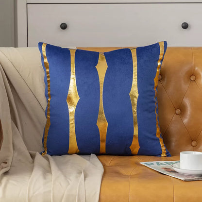 Luxury Gold Velvet Pillow Cover 18×18 – Soft Geometric Decorative Cushion