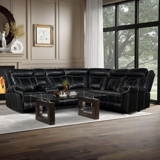 Premium Recliner Sectional Sofa with Cup Holders, USB Ports, and Storage - DSARD