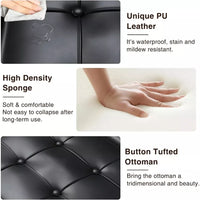 Square Faux Leather Ottoman with Storage - DSARD