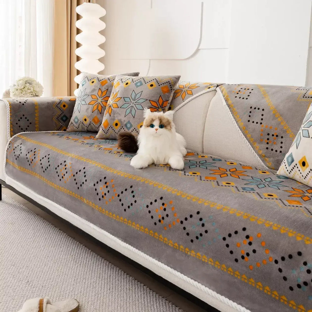Nordic Flannel Sofa Covers – Anti-Slip Bohemian Plush Cushion Protector