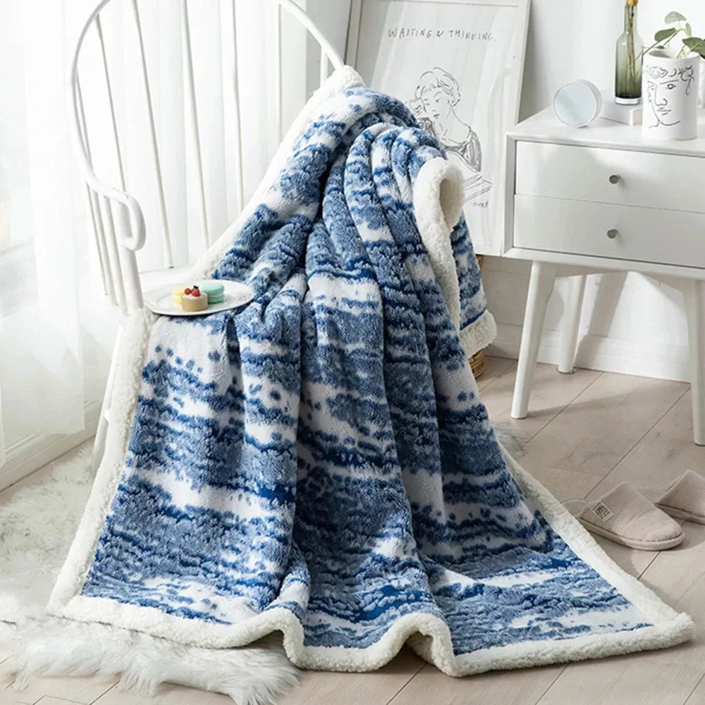 Cotton Velvet Blanket with Double-Sided Lambskin – Soft, Warm & Multifunctional
