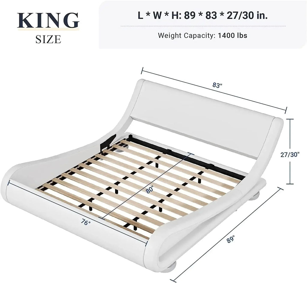 Adjustable Ergonomic Sled Bed Frame with Modern Padded Platform - DSARD - DSARD