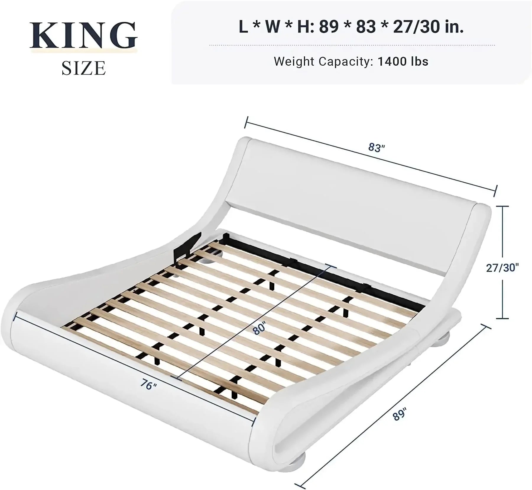 Adjustable Ergonomic Sled Bed Frame with Modern Padded Platform - DSARD - DSARD