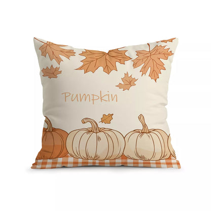 Thanksgiving Maple Leaf Pumpkin Cushion Cover