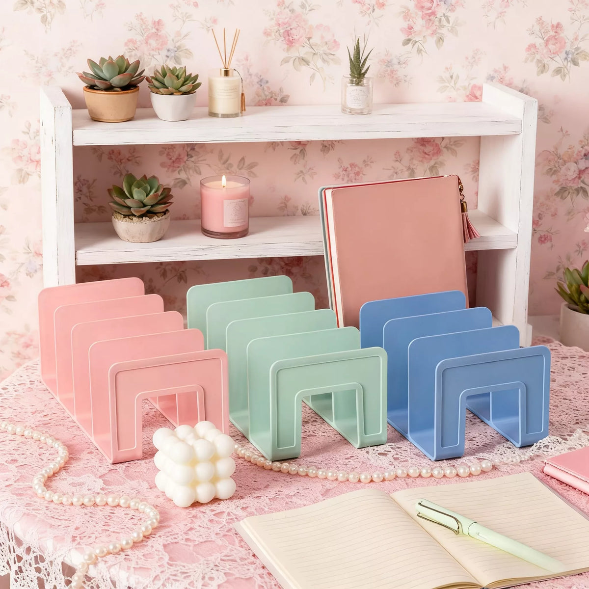 Adjustable Metal Bookend Desktop Organizer and Book Stand