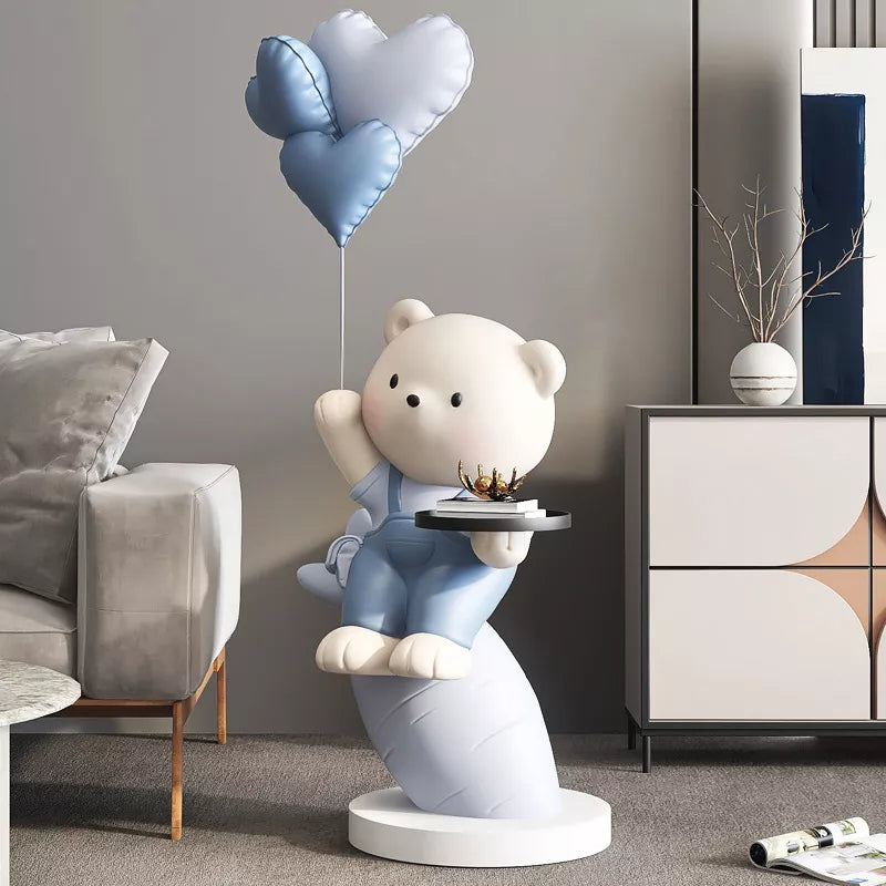 Nordic Turnip Bear Floor Sculpture with Tray