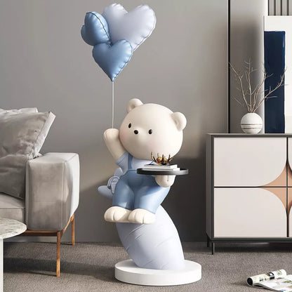 Nordic Turnip Bear Floor Sculpture with Tray