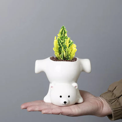 Cartoon Inverted Bear Ceramic Flower Pot